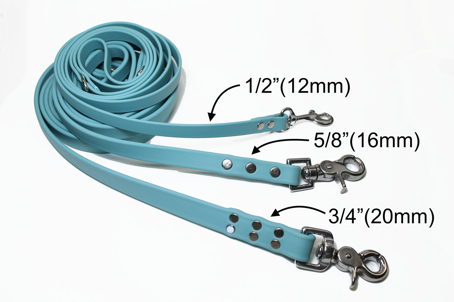 Dusty Turquoise Biothane Dog Leash - Regular 16mm (5/8") width