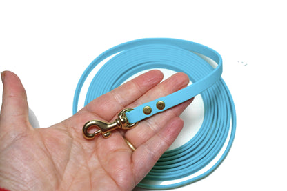 Lighter Weight Waterproof Tracking Recall Long Line - leash for smaller dog or cats - 3/8" (9mm) Biothane