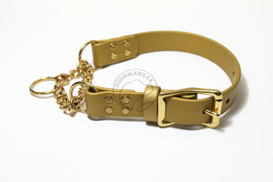 Biothane Chain Martingale Dog Collar - 1" (25mm) wide - Solid Brass or Stainless Steel Hardware