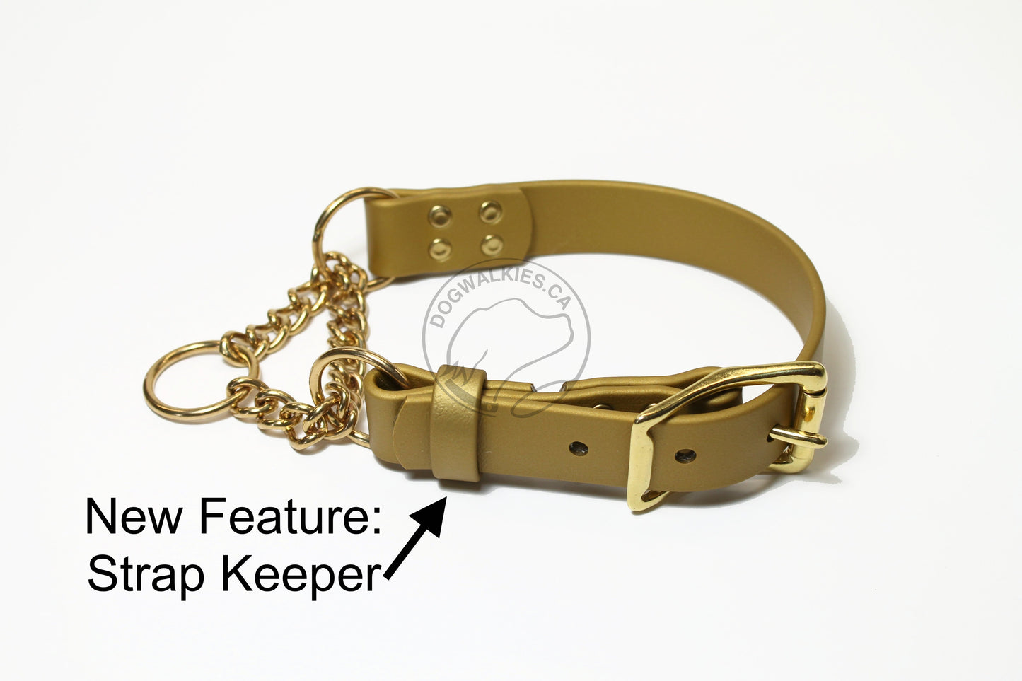 Biothane Chain Martingale Dog Collar - 1" (25mm) wide - Solid Brass or Stainless Steel Hardware