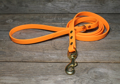 Bright Pumpkin Orange Biothane Dog Leash - Regular 16mm (5/8") width