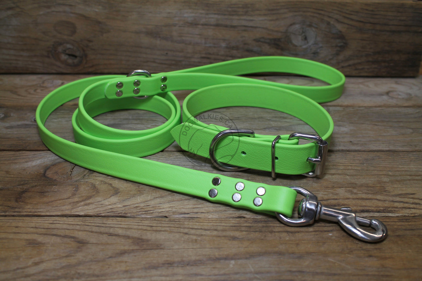 Lime Green Biothane Dog Collar - 1 inch (25mm) wide