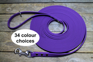 Heavier Weight Biothane 5/8" (16mm) Tracking Recall Long Line - waterproof leash for large dogs or stronger pullers