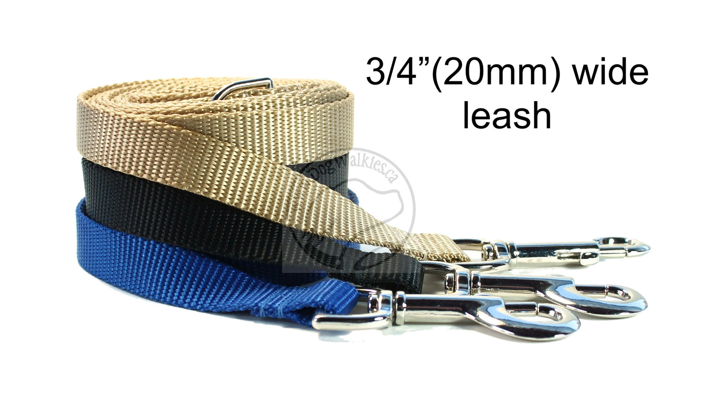 Nylon Dog Leash; Simple - Elegant - Strong; Regular Plain Leash 3/4" - 20mm