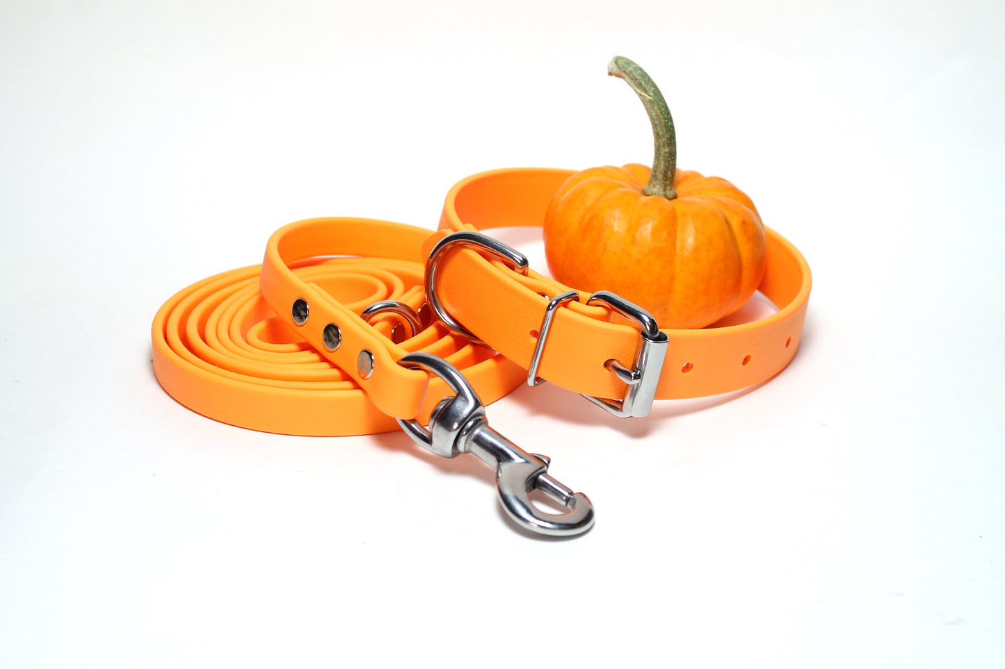 Bright Pumpkin Orange Biothane Dog Leash - Regular 16mm (5/8") width