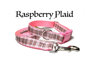 Tartan Dog Leash - Raspberry Plaid