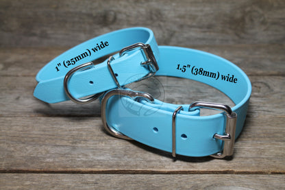 Frozen Blue Biothane Dog Collar - Extra Wide - 1.5 inch (38mm) wide