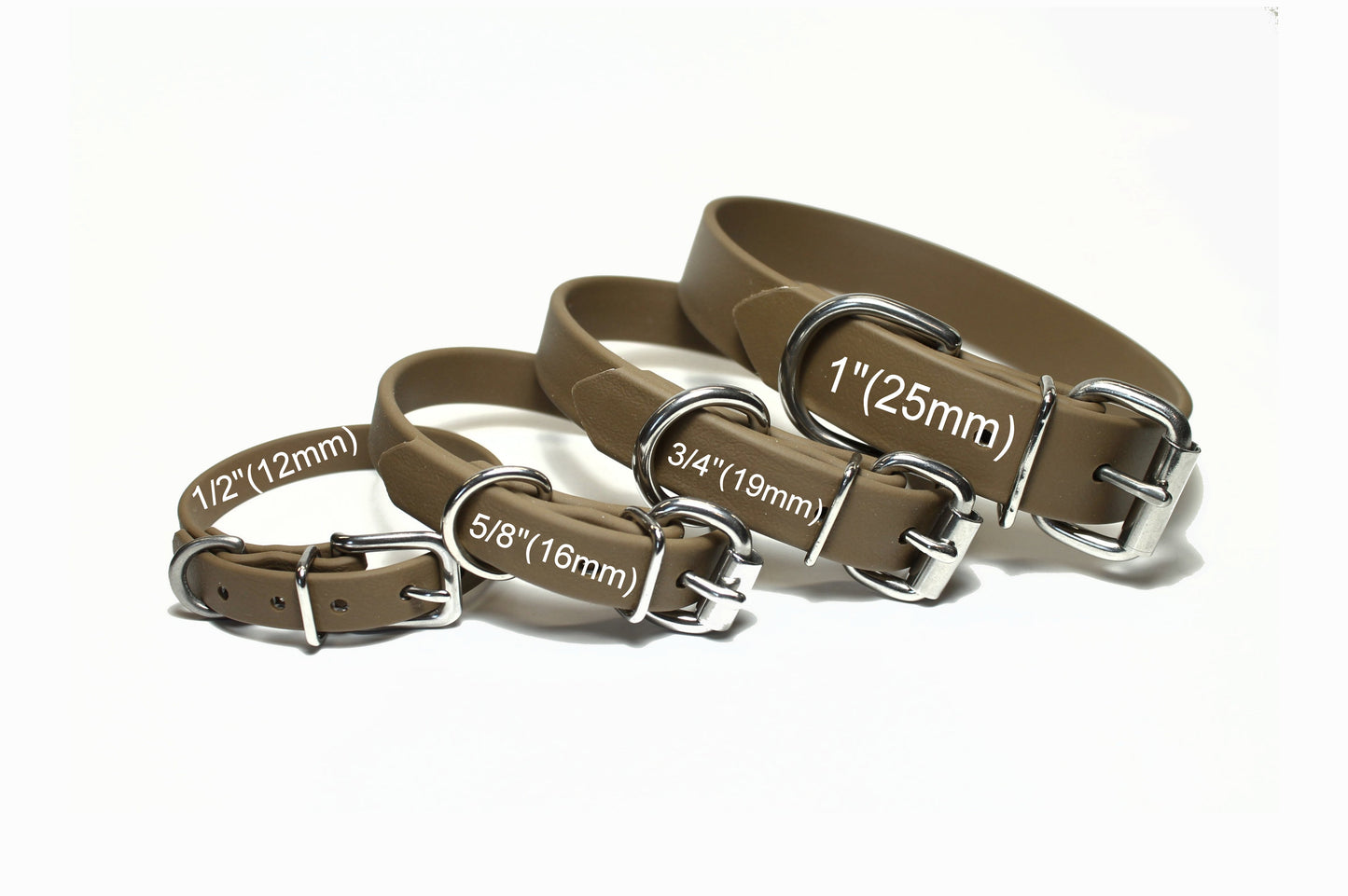 Coyote Tan (brown) Biothane Small Dog Collar - 1/2" (12mm) wide