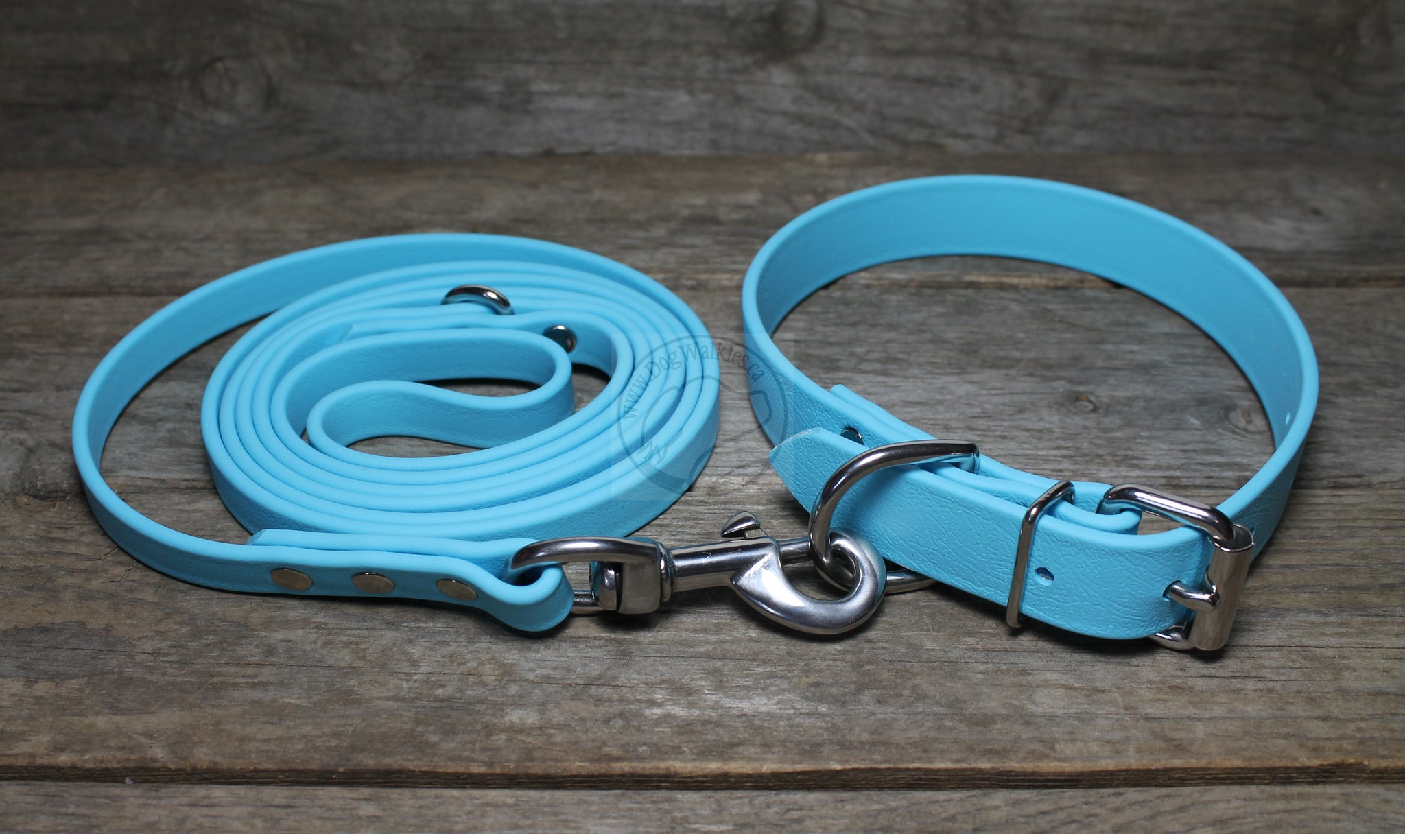 Frozen Blue Biothane Dog Collar - 1 inch (25mm) wide