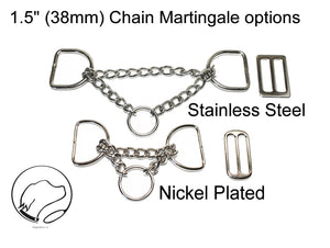 Wide Chain Martingale Dog Collar 1.5" (38mm); Simple - Elegant - Strong