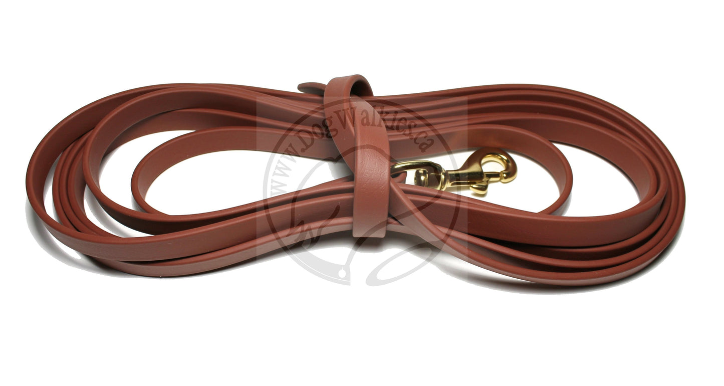 Heavier Weight Biothane 5/8" (16mm) Tracking Recall Long Line - waterproof leash for large dogs or stronger pullers