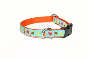 Acorn and Hearts Fall dog collar