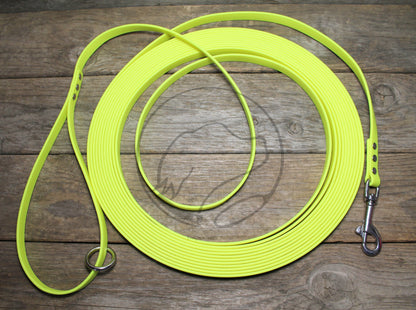 Regular Width, 1/2" (12mm) wide, Biothane Waterproof Tracking Recall Long Line - all colours