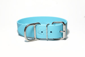 Frozen Blue Biothane Dog Collar - Extra Wide - 1.5 inch (38mm) wide