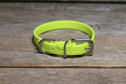 Neon Yellow Biothane Small Dog Collar - 1/2" (12mm) wide