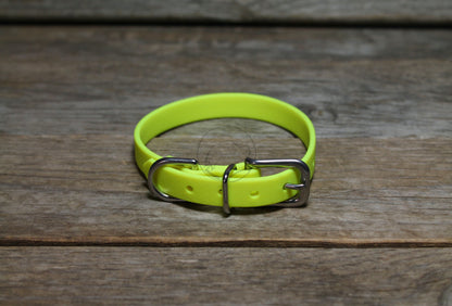 Neon Yellow Biothane Small Dog Collar - 1/2" (12mm) wide