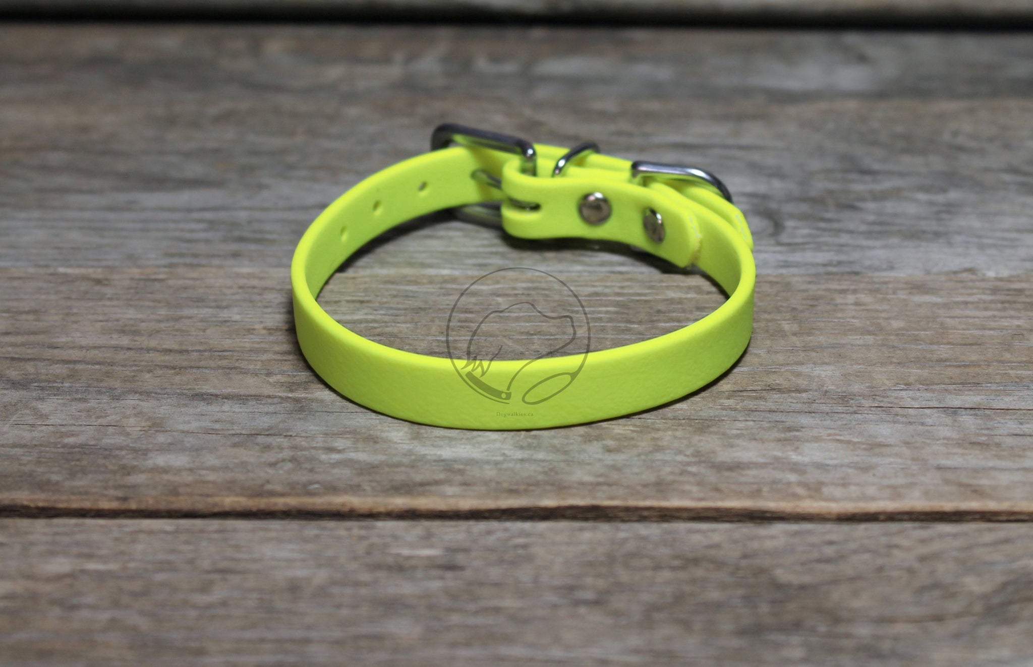 Neon Yellow Biothane Small Dog Collar - 1/2" (12mm) wide