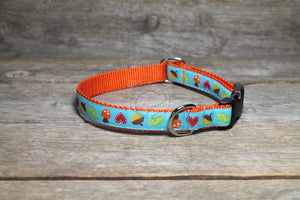 Acorn and Hearts Fall dog collar