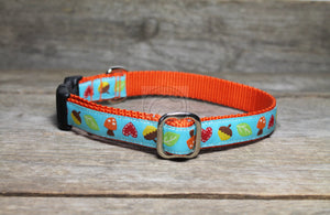 Acorn and Hearts Fall dog collar