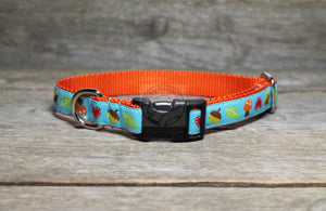 Acorn and Hearts Fall dog collar