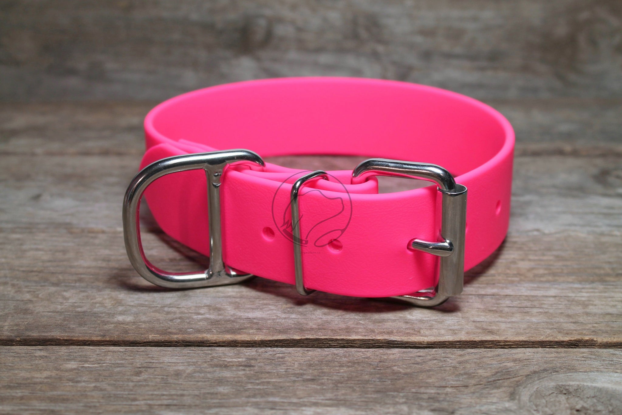 Neon Pink Biothane Dog Collar - Extra Wide - 1.5 inch (38mm) wide