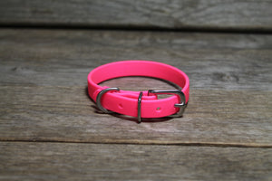 Neon Pink Biothane Small Dog Collar - 1/2" (12mm) wide