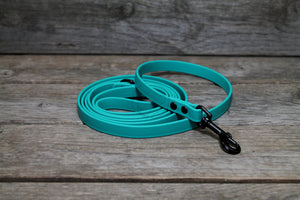 Matte Black Hardware Biothane Dog Leashes - 35 colours - all lengths & widths