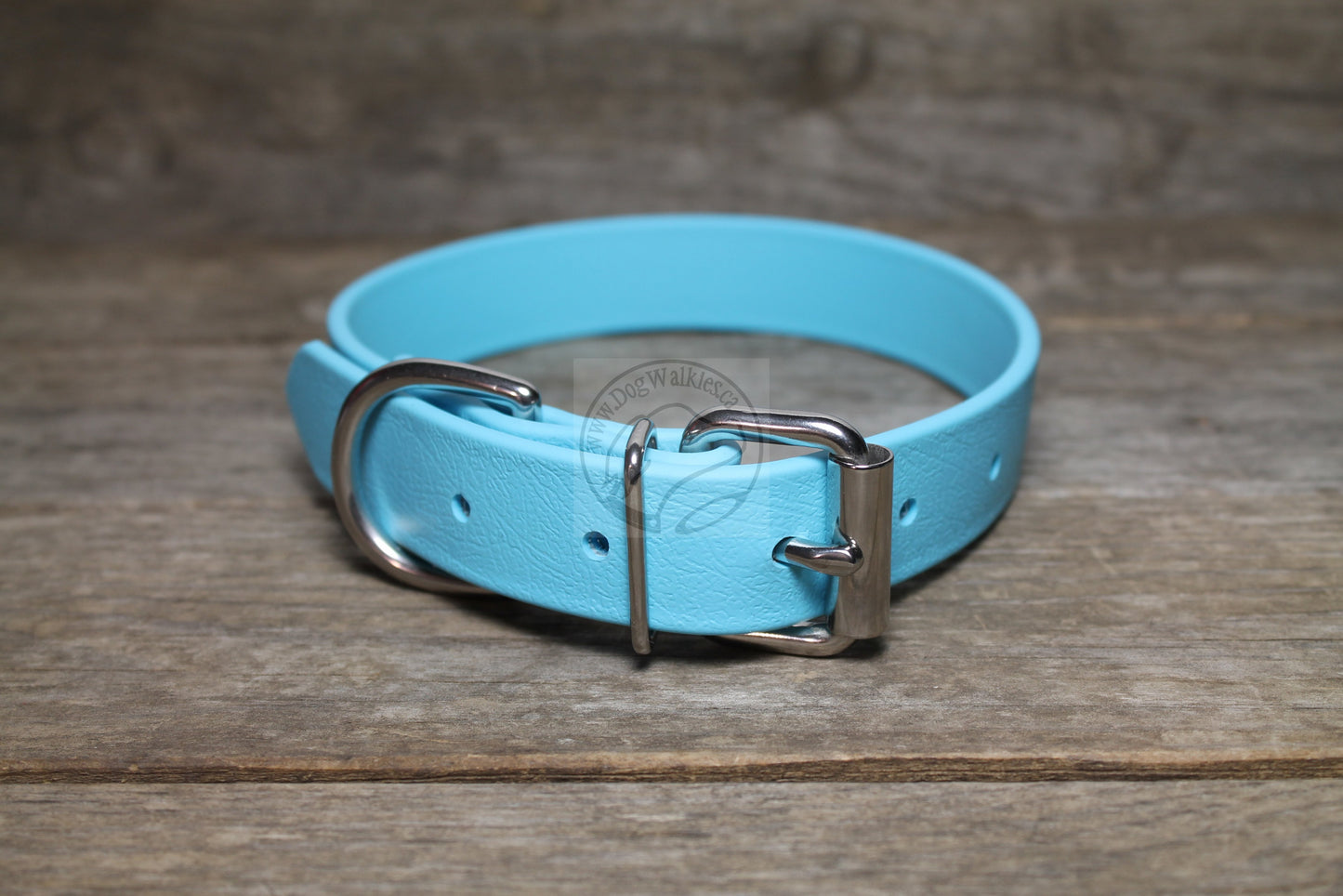 Frozen Blue Biothane Dog Collar - 1 inch (25mm) wide