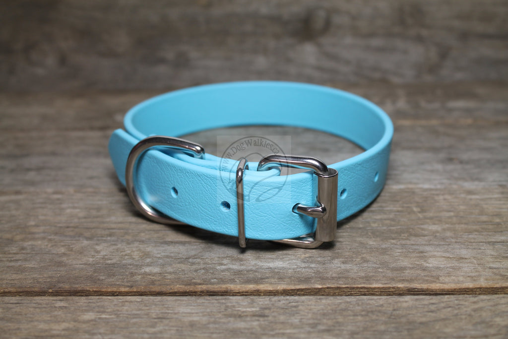 Frozen Blue Biothane Dog Collar - 1 inch (25mm) wide