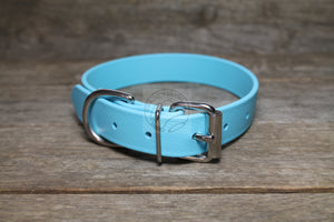 Frozen Blue Biothane Dog Collar - 1 inch (25mm) wide