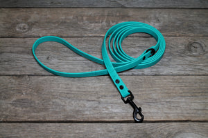 Matte Black Hardware Biothane Dog Leashes - 35 colours - all lengths & widths