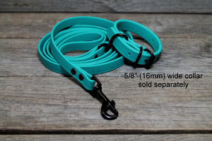 Matte Black Hardware Biothane Dog Leashes - 35 colours - all lengths & widths