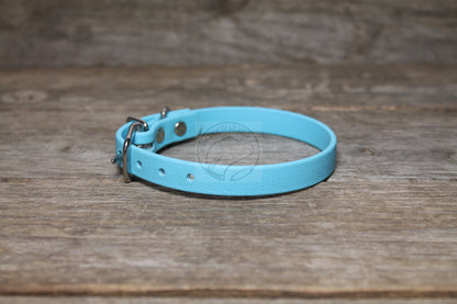 Frozen Blue Biothane Small Dog Collar - 1/2" (12mm) wide