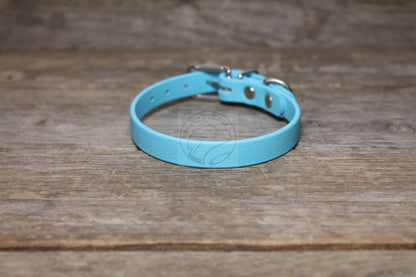 Frozen Blue Biothane Small Dog Collar - 1/2" (12mm) wide