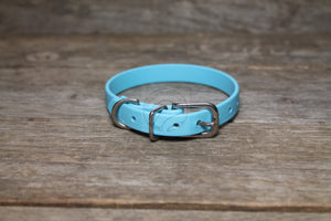 Frozen Blue Biothane Small Dog Collar - 1/2" (12mm) wide