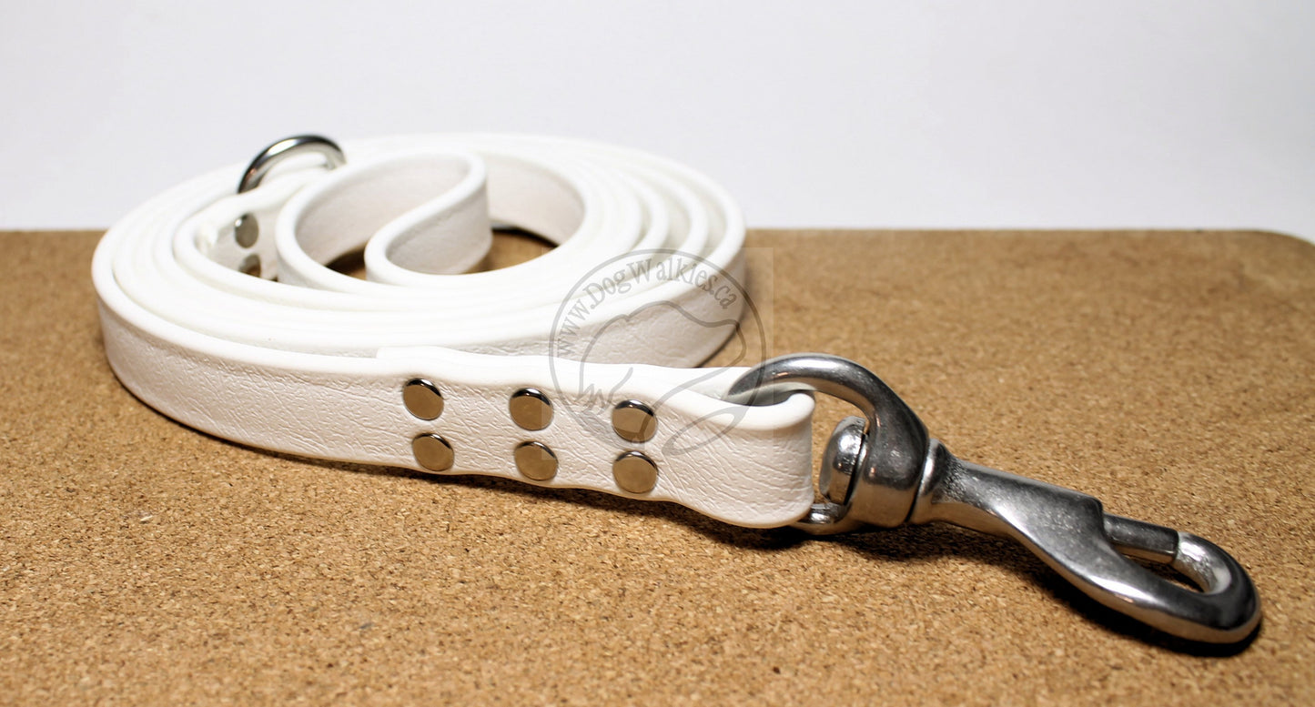 Snow White Biothane Large Dog Leash