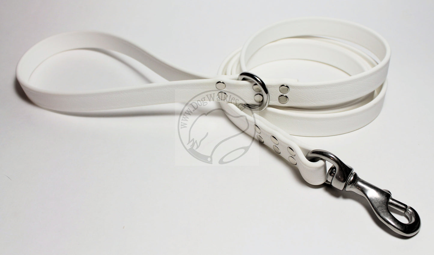 Snow White Biothane Large Dog Leash