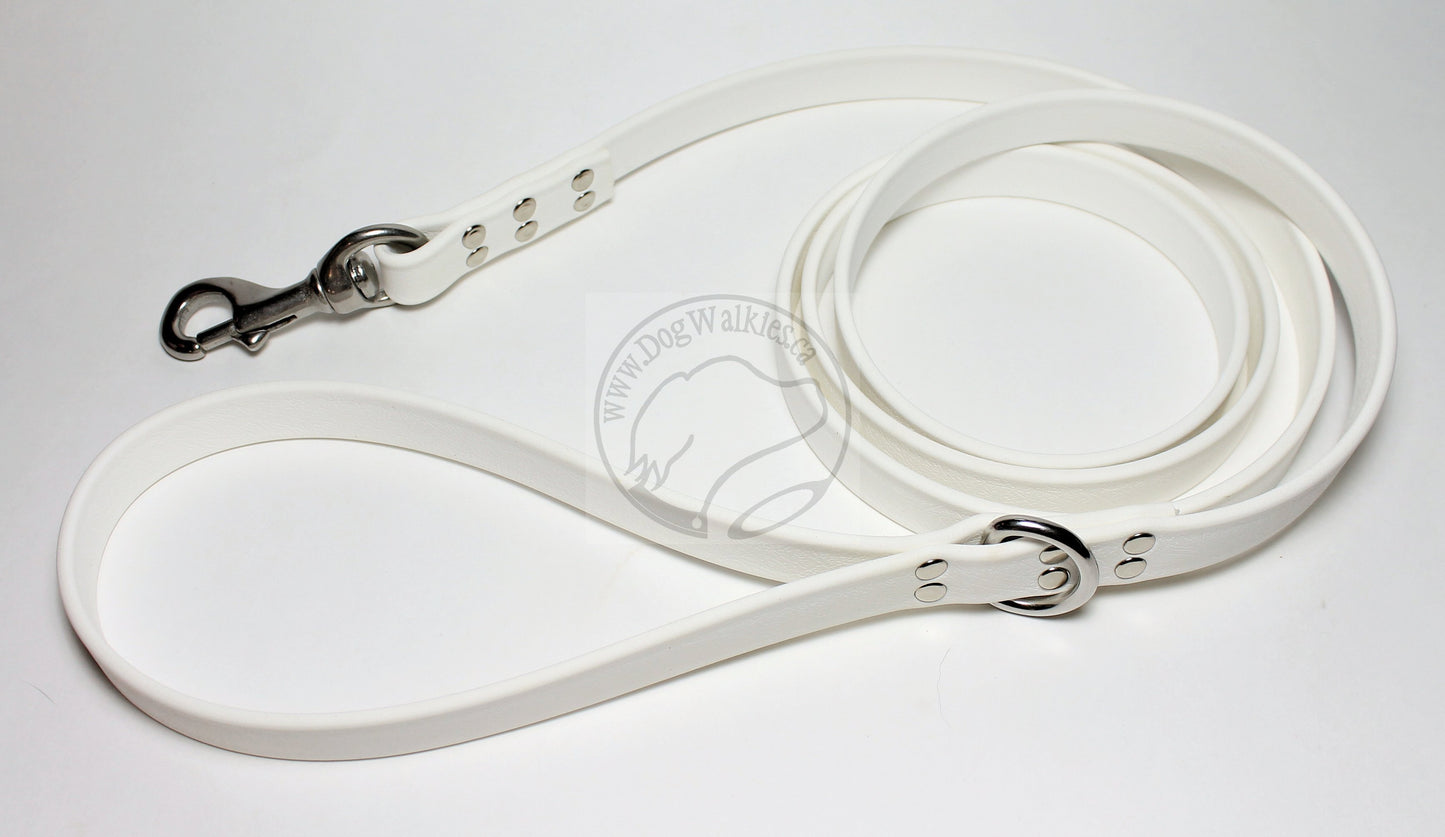 Snow White Biothane Large Dog Leash