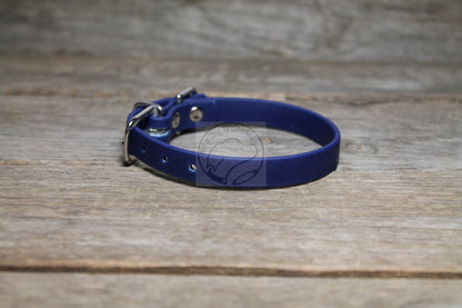 Navy Blue Biothane Small Dog Collar - 1/2" (12mm) wide