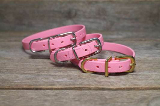 Bubblegum Pink Biothane Small Dog Collar - 1/2" (12mm) wide