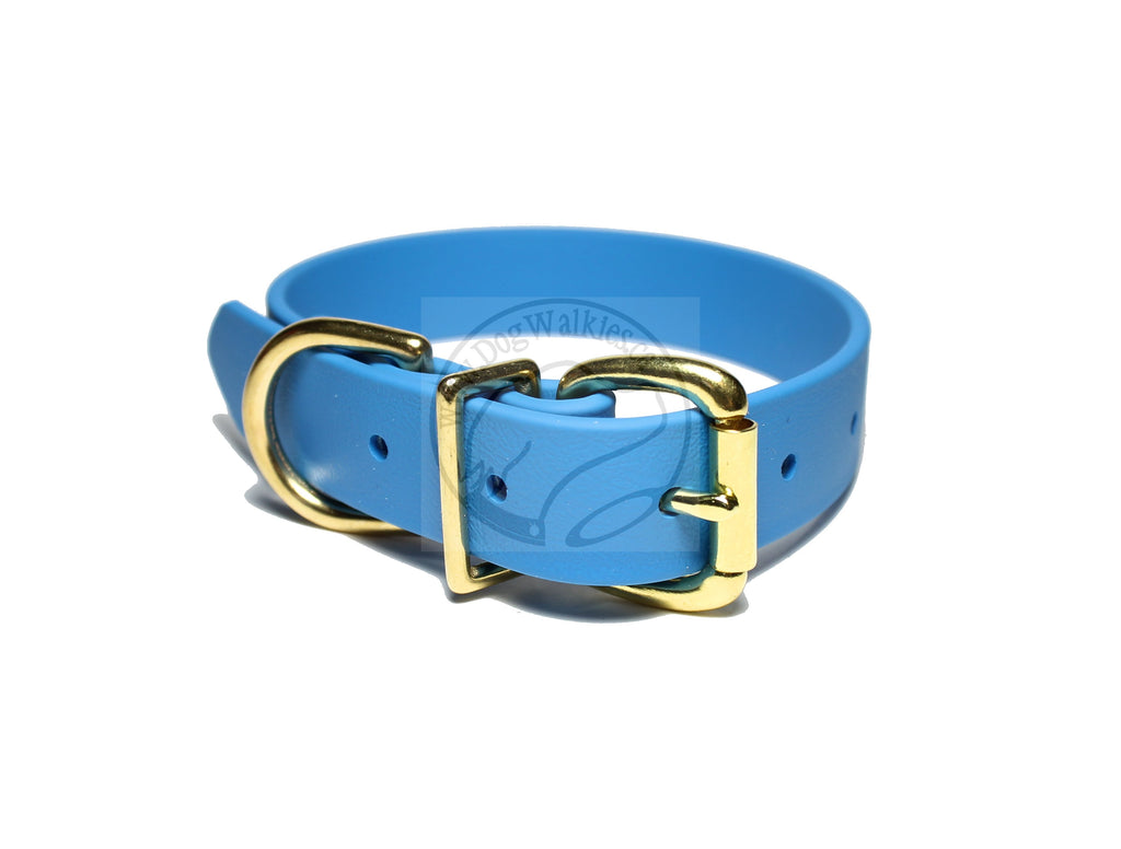 Caribbean Blue Biothane Dog Collar - 1 inch (25mm) wide