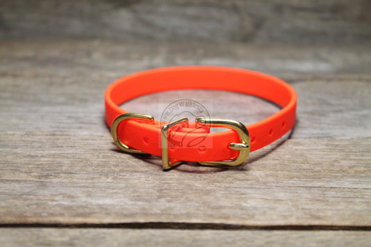 Neon Blaze Orange Biothane Small Dog Collar - 1/2" (12mm) wide
