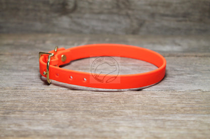 Neon Blaze Orange Biothane Small Dog Collar - 1/2" (12mm) wide