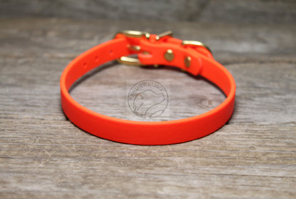 Neon Blaze Orange Biothane Small Dog Collar - 1/2" (12mm) wide