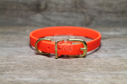 Neon Blaze Orange Biothane Small Dog Collar - 1/2" (12mm) wide