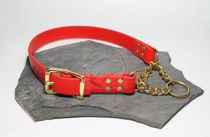 Biothane Chain Martingale Dog Collar - 1" (25mm) wide - Solid Brass or Stainless Steel Hardware