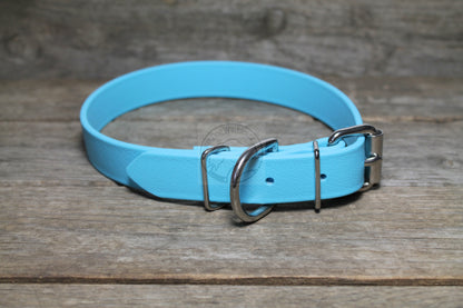 Frozen Blue Biothane Dog Collar - 1 inch (25mm) wide