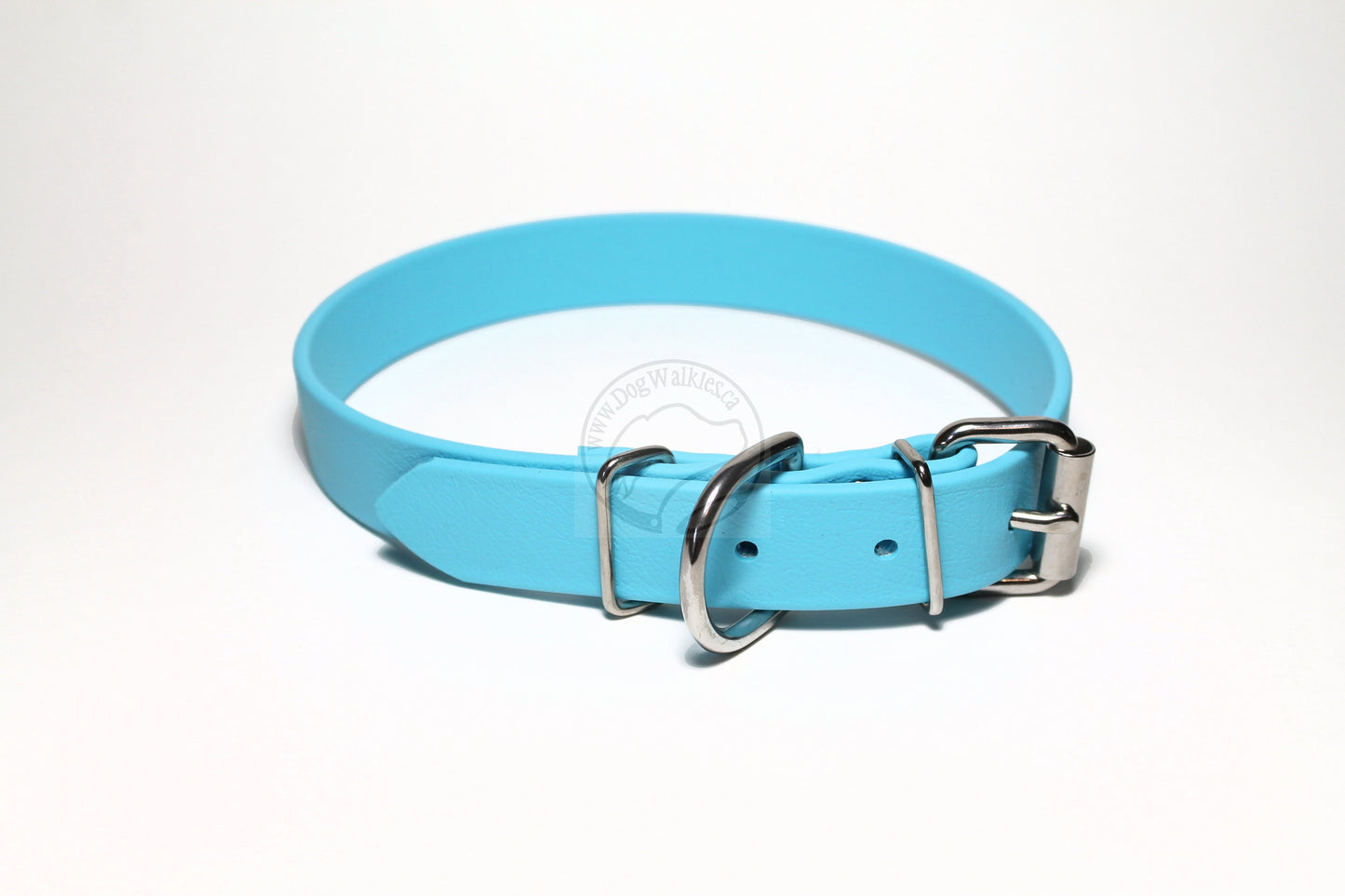 Frozen Blue Biothane Dog Collar - 1 inch (25mm) wide