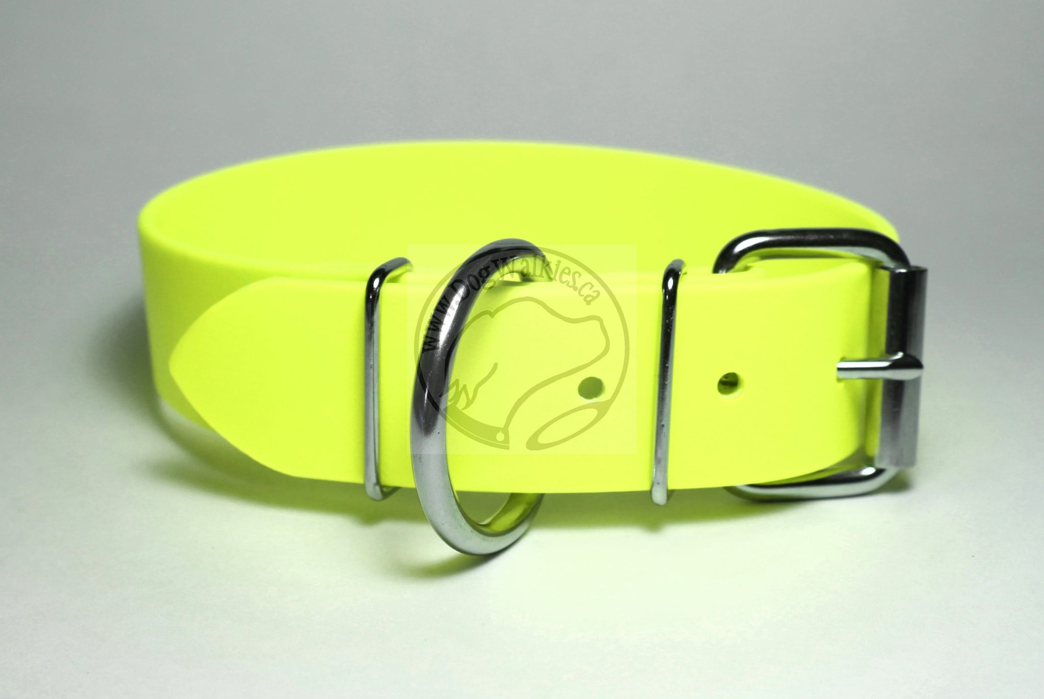 Neon Yellow Biothane Dog Collar - Extra Wide - 1.5 inch (38mm) wide