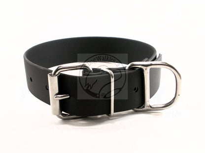 Jet Black Biothane Dog Collar - Extra Wide - 1.5 inch (38mm) wide